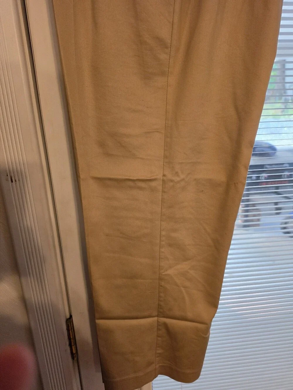 Womens Alfred Dunner Half Elastic Waist,2 Side pockets, Straight Leg, Tan